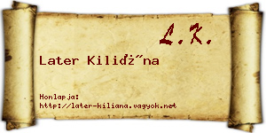 Later Kiliána névjegykártya